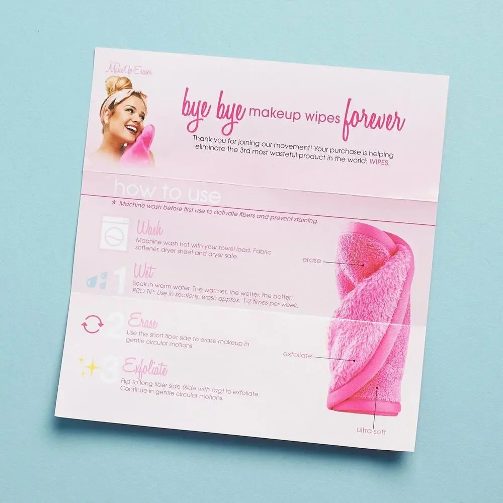 Original Pink MakeUp Eraser Reusable Cleansing Face Cloth